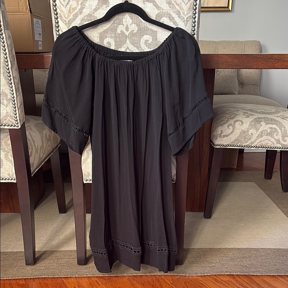 Black Off-Shoulder Swim Cover